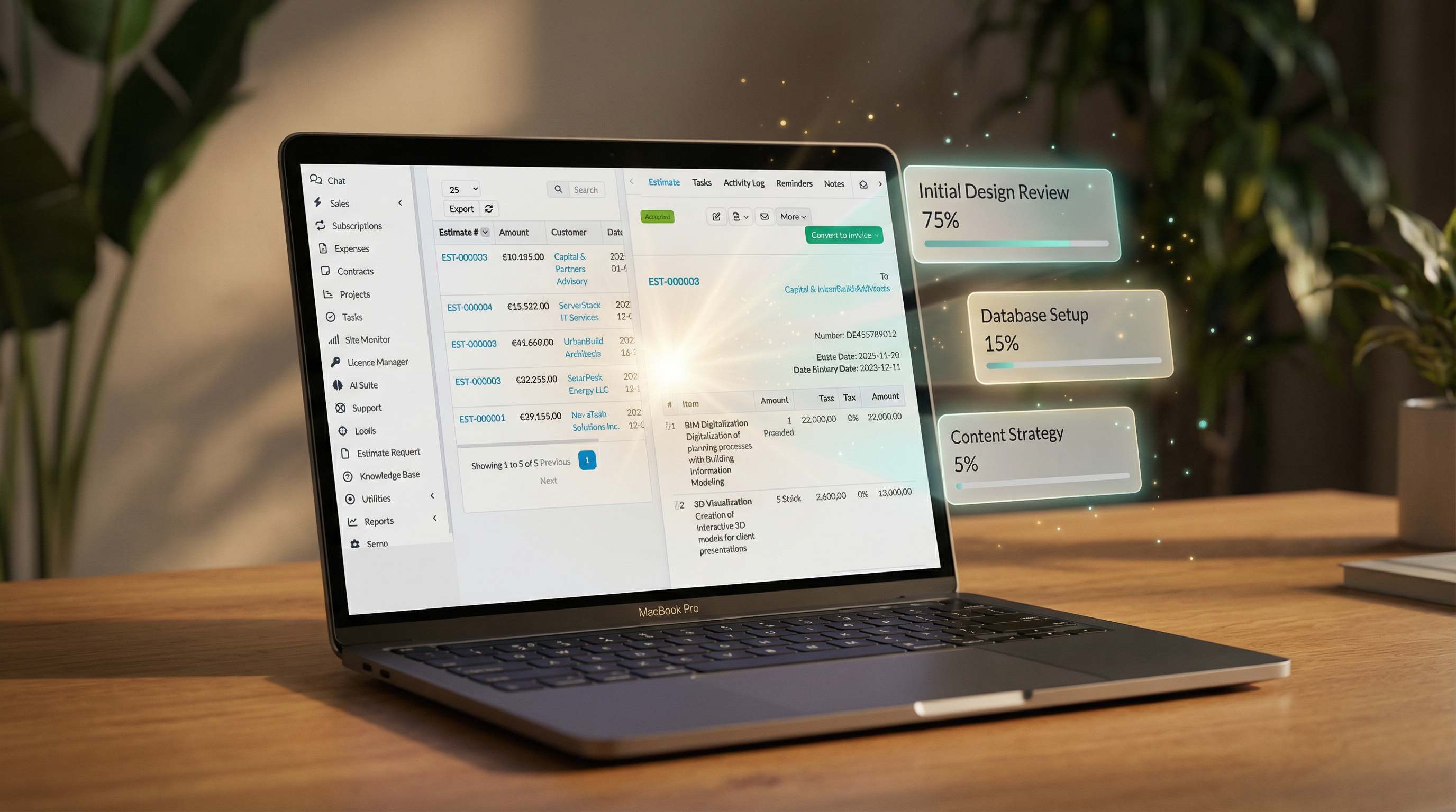Estimate to Project screenshot